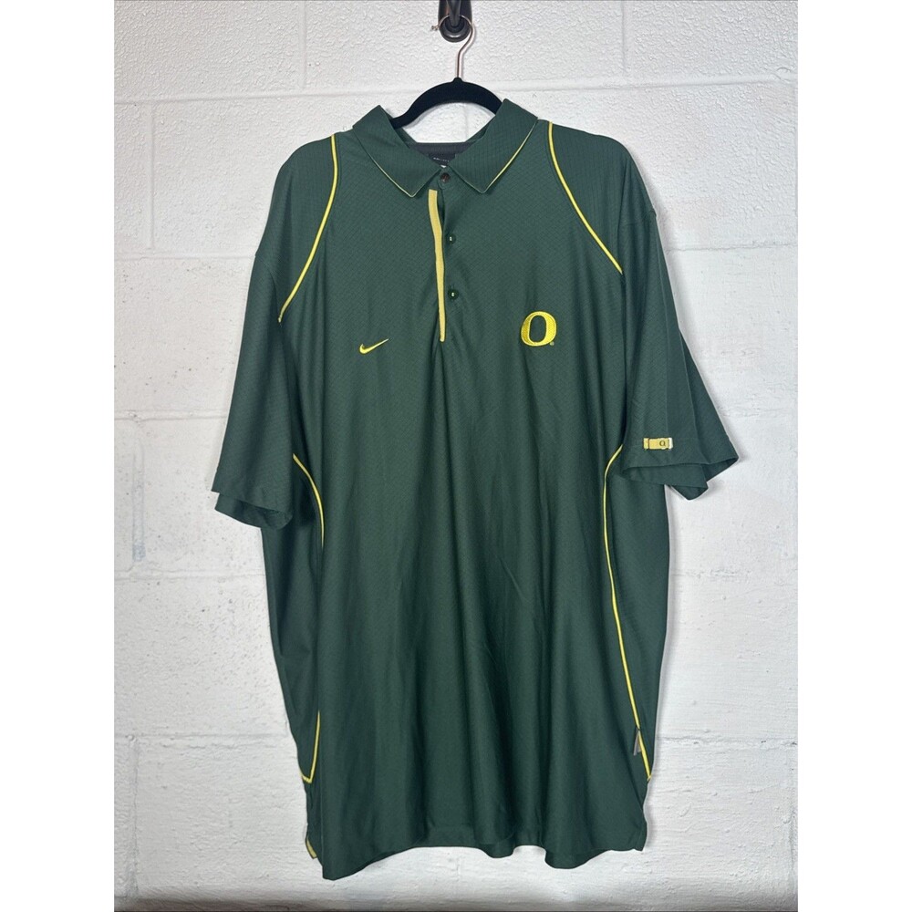 Nike Dri-FIT Oregon Ducks Polo Shirt XXL Green‎ Yellow Track Team Gear Vintage